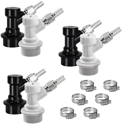 MRbrew Ball Lock Keg Fittings 3 Pairs Quick Ball Lock Disconnect Set with Stainless 5/16” Gas 1/4” Liquid Barbed MFL Swivel Nuts for Corny Keg Connectors Ball Lock for Keg Posts, Keg Coupler, Homebrew