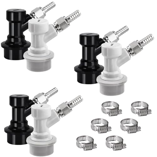 MRbrew Ball Lock Keg Fittings 3 Pairs Quick Ball Lock Disconnect Set with Stainless 5/16” Gas 1/4” Liquid Barbed MFL Swivel Nuts for Corny Keg Connectors Ball Lock for Keg Posts, Keg Coupler, Homebrew