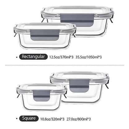 S SALIENT 24 Pieces Glass Food Storage Containers with Lids,Glass Meal Prep Containers Set with Locking Lid,Airtight Glass Lunch Container for Kitchen,BPA Free(12 Lids & 12 Containers) - color: Gray