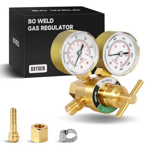 Light Duty Oxygen Regulator Welding Gas Gauges, CGA-540 Oxygen, for Torch Cutting Kit, T-Handle - style: Oxygen Regualtor