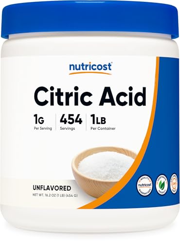 Nutricost Citric Acid Powder (1LB) - 1G Per Serving, Non-GMO, Gluten Free, Vegetarian Friendly - size: 16.2 Ounce (Pack of 1)