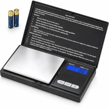 Smart Weigh Digital Pocket Scale – 1000g x 0.1g Precision – Ideal for Jewelry, Food, Herbs, and Medicine – Stainless Steel Platform with Protective Cover – Black (Battery Included) - size: 1000g / 0.1g