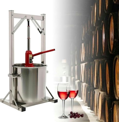 22L/5.8GAL Capacity Master Fruit Apple Cider Wine Manual Press,Stainless Steel Cider Press with Hydraulic for Cider, Grape Wine Making Supplies and Equipment~/