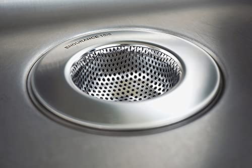 RSVP International Endurance® Stainless Steel Large Sink Strainer, 4.5" | Traps Food Scraps | Polished Finish with Precision Pierced Holes | Dishwasher Safe - size: Strainer