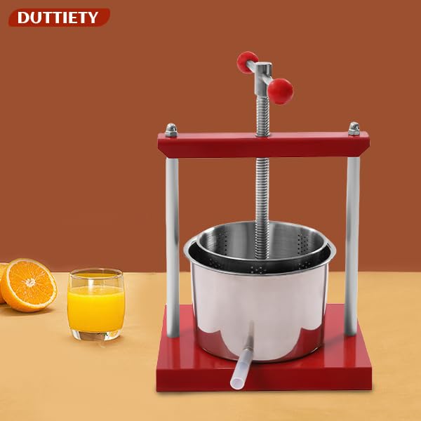 Fruit Wine Manual Press 6L/1.6Gallon Stainless Steel Barrels Honey Presser with T-shaped Handle Fruit Press Making Equipment for Pressing Juice Vegetable Wine Cider - size: 6L/1.6Gallon with T-shaped