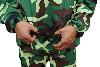XGOPTS Ventilated Beekeeping Suit Jacket Professional Lightweight Beekeeper Protective Clothing Smock with Hood and Veil - color: Camo Green