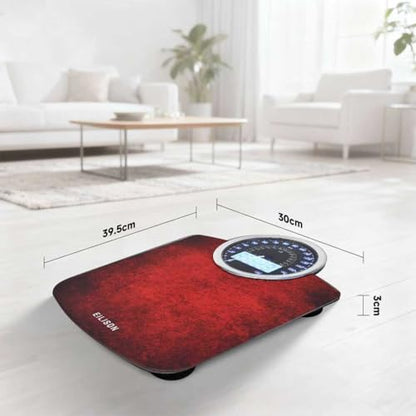 EILISON Highly Advance 2-in-1 Digital & Analog Weighing Scale for Body Weight-400lbs, 4 High Precison GX Sensor Accurate, Thick Tempered Glass, Extra Large Display (Red) - color: Red