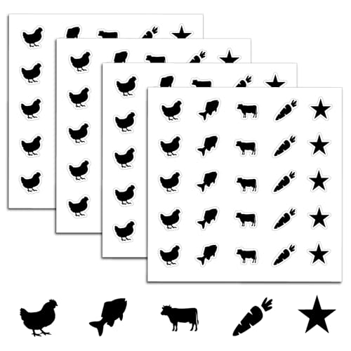 500Pcs Food Choice Stickers Meal Stickers for Food Chicken Fish Cow Carrot Stars Pattern 0.8 Inch Black Wedding Menu Indicator Decal Plastic Waterproof Label for Place Cards Party Supplies - color: Black-1