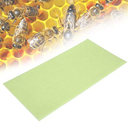 10Pcs Green Plastic Beeswax Beehive Foundation Sheets, Honeycomb Texture Beekeeping Supplies for Hive Frames, Pure Natural Wax Base with Durable Plastic Core for Efficient Honey Pr