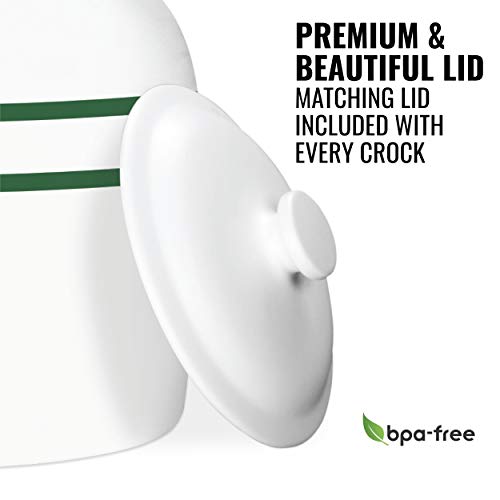 Geo Sports Porcelain Ceramic Crock Water Dispenser, Stainless Steel Faucet, Valve and Lid Included. Fits 3 to 5 Gallon Jugs (Green Stripe) - color: Green Stripes