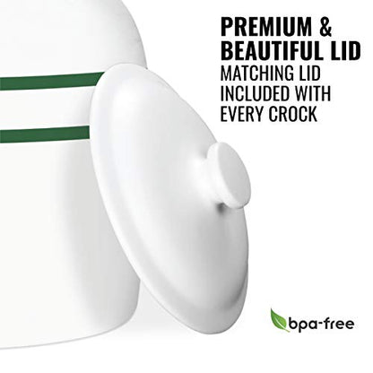 Geo Sports Porcelain Ceramic Crock Water Dispenser, Stainless Steel Faucet, Valve and Lid Included. Fits 3 to 5 Gallon Jugs (Green Stripe) - color: Green Stripes
