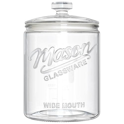 1 Gallon Glass Cookie Jar with Airtight Lid, Large Wide Mouth Mason Jar for Flour Sugar Container, Kitchen Canister for Candy, Coffee, Dog Treat Storage, Terrarium, Apothecary, Laundry Room, BPA Free - size: 1 Gallon, 1 Pack