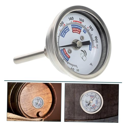 Ciieeo Stainless Steel Wine Thermometer with Threaded Design High Precision Dial Temperature Gauge for Winemaking Brewing and Reusable Stainless Steel