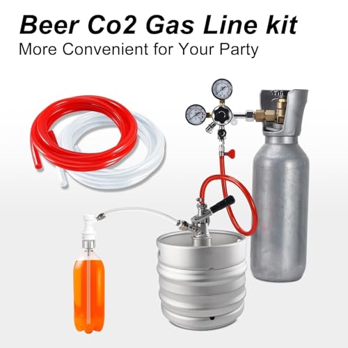 15FTKegerator Beer Co2 Gas Line Kit, ID 3/16" Beer Lines Tubing & ID 5/16'' Co2 Gas Line Beer Keg Lines, Kegerator Lines Replacement Kit Co2 Hose With 8Pcs Hose Clamps for Home Brewing - size: 15Ft Beer Line + 15Ft Gas Line