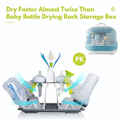CAREBABYMORE High Capacity Drying Rack with 5pcs Brushes, Deluxe Countertop Drying Rack, Universal Drying Station, Baby Bottle Drying Rack with Bottle Brushes, White