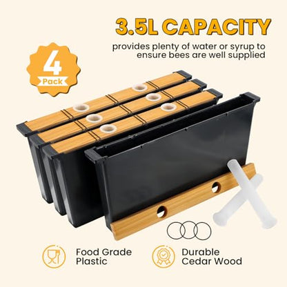 MayBee 4 Pack 3.5L Beehive Feeder Beeswax Coated Beehive Frame Feeder Deep Frame Sugar Water Feeder for Bee Feeding - size: 3.5L-4Pack
