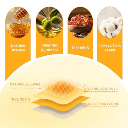 Reusable Beeswax Food Wrap Roll, 13x39 Inches Cut-to-Size Beeswax Paper for Bread, Sustainable Eco Friendly Cotton Food Storage Wraps for Cheese, Fruit, Veggies, Washable Plastic Free
