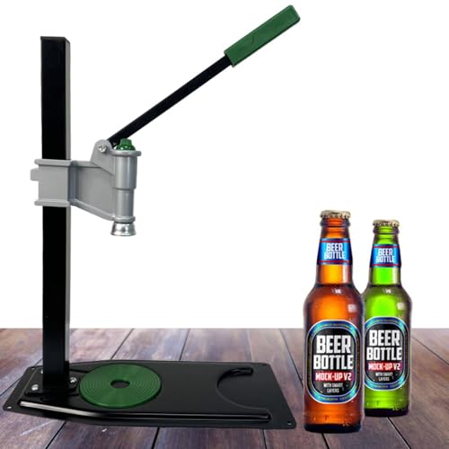 Manual Bottle Capper Tool Machine 26mm and 29mm Crown Capper,Heavy Duty Strong Metal Easy Action Bench Bottle Capper, Adjustable Height Beer Bottle Capping for Home Brewing Long pattern