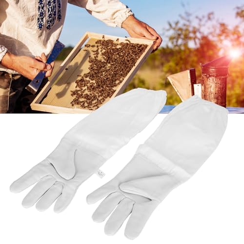 Beekeeping Gloves with Long Protective Sleeves Elastic Cuffs Beekeeper Beekeeping Supplies XL Ergonomic Design Breathable Comfortable for Men Women Beekeepers Faux Goatskin Black