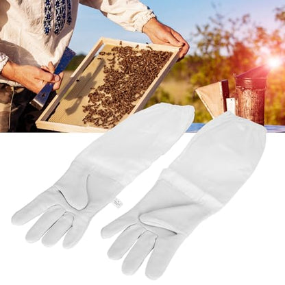 Beekeeping Gloves with Long Protective Sleeves Elastic Cuffs Beekeeper Beekeeping Supplies XL Ergonomic Design Breathable Comfortable for Men Women Beekeepers Faux Goatskin Black
