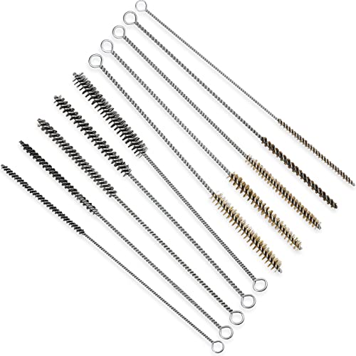 10 Pieces Wire Tube Brushes Bulk for Cleaning Pipe Tube Brass Stainless Steel Round Wire Brush for Auto Parts Christmas, Bottles, Tubes, 5 Sizes(Silver) (Silver Gold) - color: Silver Gold