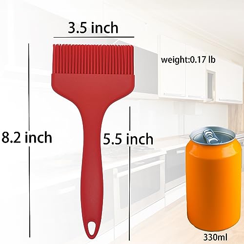 2 Pcs Of Large Silicone Basting Brushes One-Piece Design Pastry Brush Spread Oil Butter Sauce Marinade For Grill BBQ Baking Heat Resistant Kitchen Cooking Dishwasher Safe (Red And Gray) - color: Red and Gray