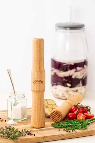 Kilner Fermentation Packer Beech Wood Tool for Preparing Sauerkraut & Kimchi, Textured Mashing Head for 3L & 5L Fermentation Sets with Wide Mouth Jars - size: Fermentation Packer