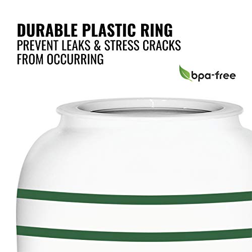 Geo Sports Porcelain Ceramic Crock Water Dispenser, Stainless Steel Faucet, Valve and Lid Included. Fits 3 to 5 Gallon Jugs (Green Stripe) - color: Green Stripes