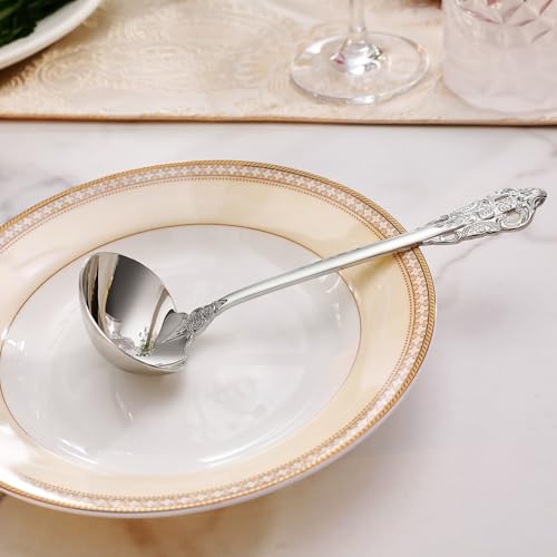KEAWELL Premium 7.5 inch Luxury Gravy Ladle, 18/10 Stainless Steel, Small Gravy Spoon for Home. Solid and Sturdy, Dishwasher Safe. (1, Silver) - color: Silver