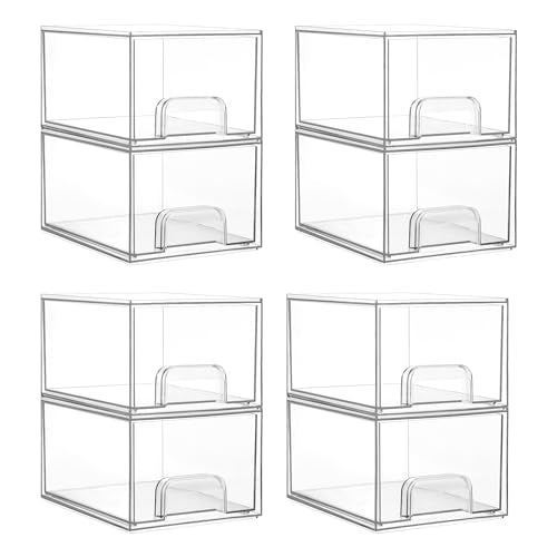 Vtopmart 8 Pack Small Clear Stackable Storage Drawers, Acrylic Bathroom Makeup Organizer, Plastic Storage Bins for Vanity, Undersink, Kitchen Cabinets, Pantry, Home Organization - style: 8pack-Clear