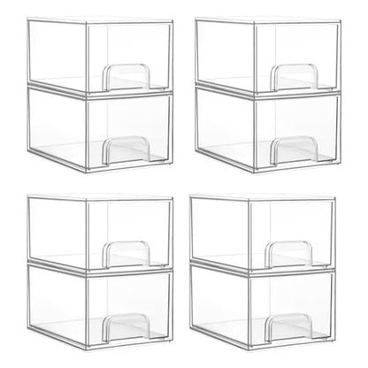 Vtopmart 8 Pack Small Clear Stackable Storage Drawers, Acrylic Bathroom Makeup Organizer, Plastic Storage Bins for Vanity, Undersink, Kitchen Cabinets, Pantry, Home Organization - style: 8pack-Clear