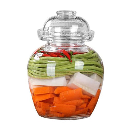 Pickle Jar, 2.5 Liter Fermentation Kimchi Jar with Water Seal Lid | Food Grade, Clear Glass, for Making Pickles Kimchi Sauerkraut and Fermenting Vegetables Fruits, Kombucha, Wine Brewing
