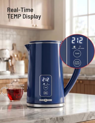 Electric Kettle Temperature Control, 1.7L Large Electric Tea Kettle, 4H Keep Warm Hot Water Boiler with 6 Presets, LED Screen Electric Kettles for Boiling Water, Boil-Dry Protection - color: Blue, size: 1.8 Quarts