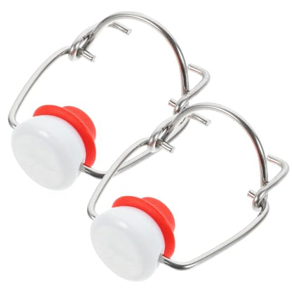 SUPVOX Swing Top Bottle Caps Replacement Flip Stoppers for Glass Beer Bottles, Stainless Steel Sealing Flip Caps with Spring Clasp, Red Protective Cover, 2 Pieces for Home Brewing