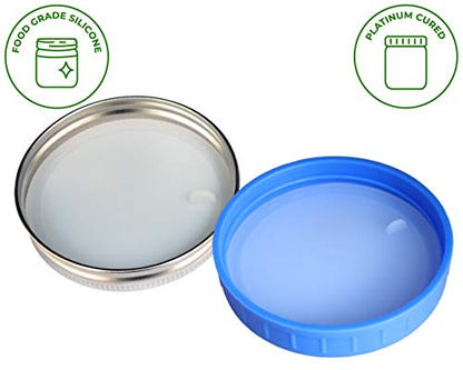 Leak Proof Platinum Silicone Sealing Lid Inserts/Liners for Mason Jars (10 Pack, Wide Mouth) - size: Wide Mouth