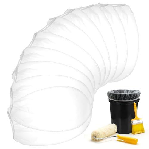 10 PCS Paint Strainer Bags 5 Gallon, Paint Filter Bag White Fine Mesh Strainer Bags, Elastic Top Opening Mesh Bag for Gardening, Paint