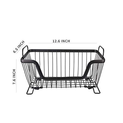 LOTTS Stackable Wire Basket, Metal Pantry Basket, Storage Organizer Bin with Handles, Fruit Basket for Kitchen Cabinets, Pantry, Closets, Bedrooms, Bathrooms (12.66.57.6") - 3 Pack - size: 3 Pack