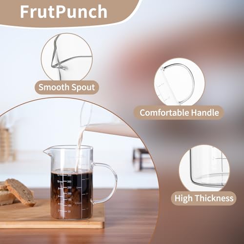 FrutPunch Glass Measuring Cup, 500ML (18OZ, 2 Cups), with Three Scales and V-Shaped Mouth Measuring Cup, High Borosilicate Glass Liquid Measuring Cups, Suitable for Kitchen and Restaurant. - size: 18OZ