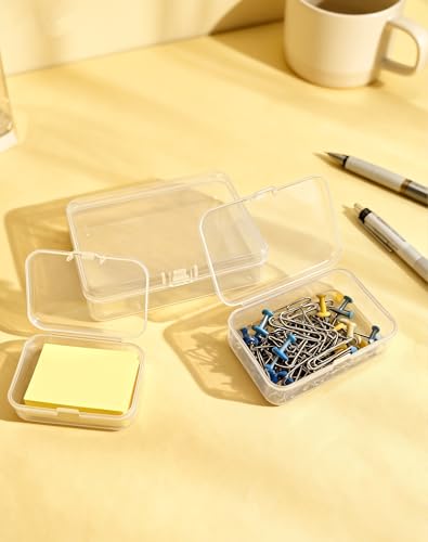 LJY 36 Pieces Mixed Sizes Rectangular Empty Mini Plastic Storage Containers with Lids for Small Items and Other Craft Projects (Clear)