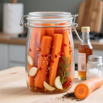 32 oz Pickling Jars with Airtight Lids,4 Pack Airtight Glass Pickle Jars Wide Mouth,Air Tight Glass Storage Containers for Canning,Pickling,Fermenting