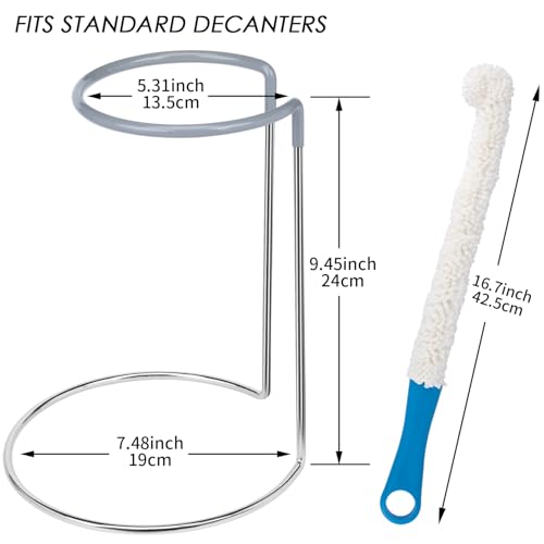 Wine Decanter Drying Stand with Rubber Coated Top to Prevent Scratches, Wine Decanter Drying Rack for Standard and Large Wine Decanters, Wine Decanter NOT Included, (with Cleaning Brush) - style: Decanter Drying Stand B