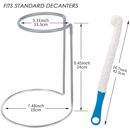 Wine Decanter Drying Stand with Rubber Coated Top to Prevent Scratches, Wine Decanter Drying Rack for Standard and Large Wine Decanters, Wine Decanter NOT Included, (with Cleaning Brush) - style: Decanter Drying Stand B