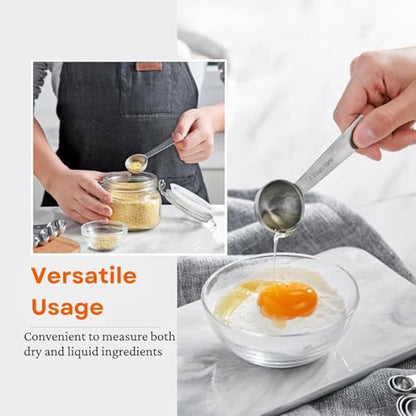 9PCS Measuring Spoons Set Stainless 1 tbsp, 1/2 tbsp, and 1-1/16tsp Steel Measuring Spoons for Cooking Baking Spice Jars and Liquid Ingredients - size: 9 Pcs