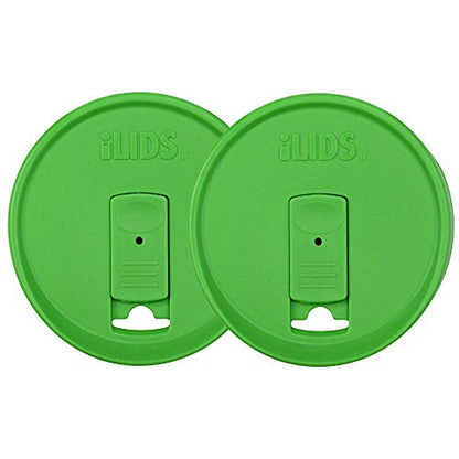 Wide-Mouth Mason Jar Drink Lid - USA Made, BPA-Free, Spill-Resistant for Coffee, Cold Brew & Iced Tea - Fits 3 3/8 in Ball & Kerr Wide Mouth - Pack of 2 - color: Grass Green