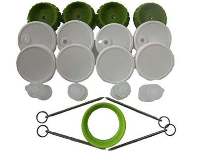 4 Pickle Pusher Small Batch Fermentation Kits. Complete with Airlock and Weight-Replacement. BPA Free. Holds 25X More Than Fermenting Weights. Fits Widemouth Mason Jars Not Included