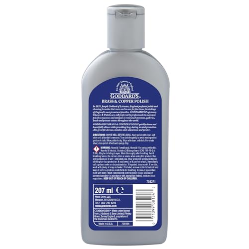 Goddard's Copper & Brass Polish, Copper Cleaner & Brass Cleaner for Long-Lasting Shine, Metal Polish for Pewter, Chrome & More, Metal Polishing Compound (7oz) - size: 7 Fl Oz (Pack of 1)