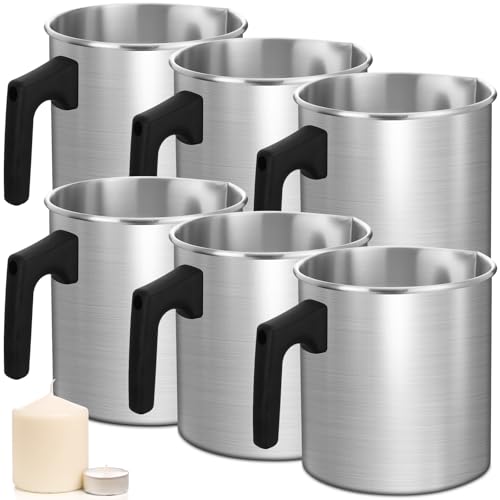 Ziliny 6 Pcs Candle Making Pouring Pot Wax Pouring Pitcher with Dripless Spout and Heat Resisting Handle Aluminum Wax Melter for Christmas DIY Candle Making Kits Gift (1.8 L) - size: 1.8 L