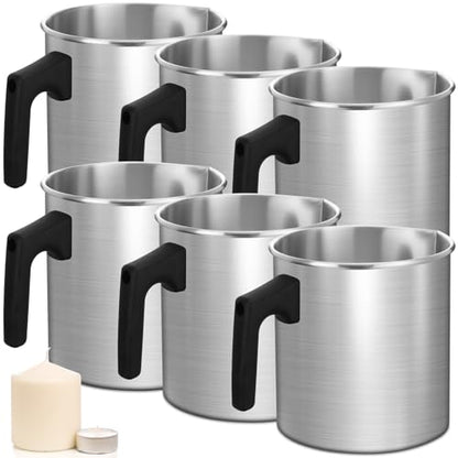 Ziliny 6 Pcs Candle Making Pouring Pot Wax Pouring Pitcher with Dripless Spout and Heat Resisting Handle Aluminum Wax Melter for Christmas DIY Candle Making Kits Gift (1.8 L) - size: 1.8 L