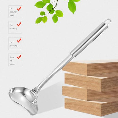 Tofficu 2Pcs Stainless Steel Duckbill Soup Spoon 11.81In Long Handle Sauce Spoon with Spout Ladle for Gravy Oil Drizzling Serving Kitchen and Dining Use