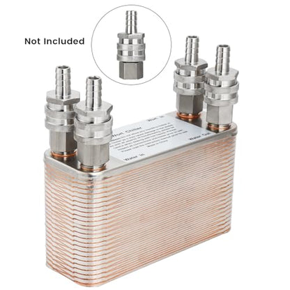 MRbrew Wort Chiller 60 Plates, Brazed Plate Copper Heat Exchanger for Homebrew, Stainless Steel 7.5" x 2.9" Plate,1/2 &3/4 NPT Thread Connection Hot Liquid Accelerated Cooler Quick Beer Cooling System